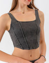 Seam Detail Cropped Denim Tank
