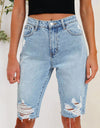 Distressed Pocketed Denim Shorts