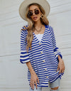 Striped Button Up Long Sleeve Cardigan