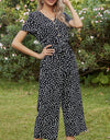 Ivy Lane Printed V-Neck Short Sleeve Jumpsuit