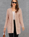 Pocketed Open Front Long Sleeve Cardigan