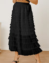 Ruched High Waist Tiered Skirt