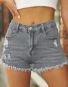 Raw Hem Distressed Denim Shorts