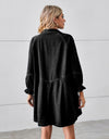Button Up Flounce Sleeve Mini Denim Dress