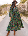 Printed Notched Neck Maxi Dress