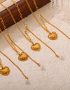 Titanium Steel Imitation Pearl Heart Pendant Necklace