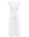Ruffled Surplice Cap Sleeve Jumpsuit