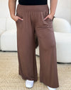 Double Take Full Size Smocked Wide Waistband Wide Leg Pants