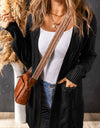 Cable-Knit Dropped Shoulder Slit Cardigan