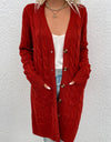 Cable-Knit Button Down Cardigan with Pockets