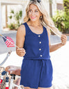 Scoop Neck Wide Strap Romper with Pockets