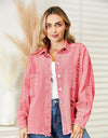 Distressed Raw Hem Denim Jacket
