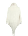Striped Fringe Detail Long Sleeve Poncho