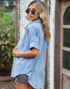Collared Neck Denim Jacket with Pockets
