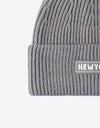 NEWYORK Patch Rib-Knit Cuffed Beanie