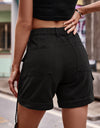 High Waist Denim Cargo Shorts
