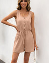 Ivy Lane Buttoned Round Neck Sleeveless Romper