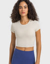Round Neck Short Sleeve Cropped Sports T-Shirt