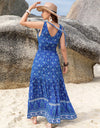 Printed V-Neck Tie Shoulder Dress