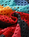 Openwork Color Block Tied Cardigan