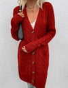 Cable-Knit Button Down Cardigan with Pockets