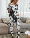 Shiny Tie-Dye Tee and Drawstring Waist Joggers Lounge Set