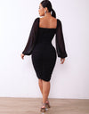 Zip-Back Ruched Bodycon Dress