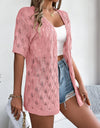 Openwork Open Front Short Sleeve Cardigan