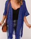 Openwork Open Front Cardigan with Fringes