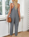 Spaghetti Strap Deep V Jumpsuit with Pockets