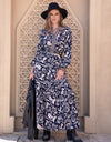Printed Notched Neck Maxi Dress