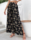 Floral Side Slit Wide Leg Pants