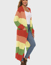 Color Block Long Sleeve Pocketed Cardigan