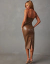 PU Slit Midi Dress