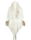 Striped Fringe Detail Long Sleeve Poncho