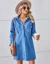 Pocketed Dropped Shoulder Mini Denim Dress