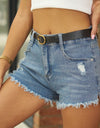 Raw Hem Distressed Denim Shorts