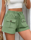Tied Elastic Waist Shorts with Pockets