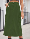 Slit Buttoned Denim Skirt with Pockets