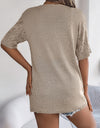 Openwork Open Front Half Sleeve Cardigan