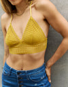 Leto Ribbed Lace Boho Racerback Bralette in Straw