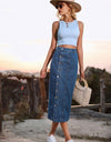 Button Down Denim Skirt