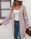 Fringe Sleeve Dropped Shoulder Cardigan
