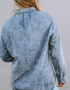 Button Up Dropped Shoulder Denim Top