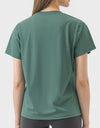 Slit Round Neck Short Sleeve Active T-Shirt