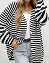 Striped Button Up Long Sleeve Cardigan