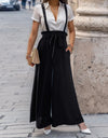 Tied Wide Leg Pants with Shoulder Straps