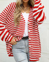 Striped Button Up Long Sleeve Cardigan