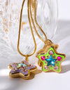 Rhinestone Decor Star Box Pendant Necklace