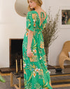 ODDI Full Size Floral Smocked Tied Back Maxi Dress